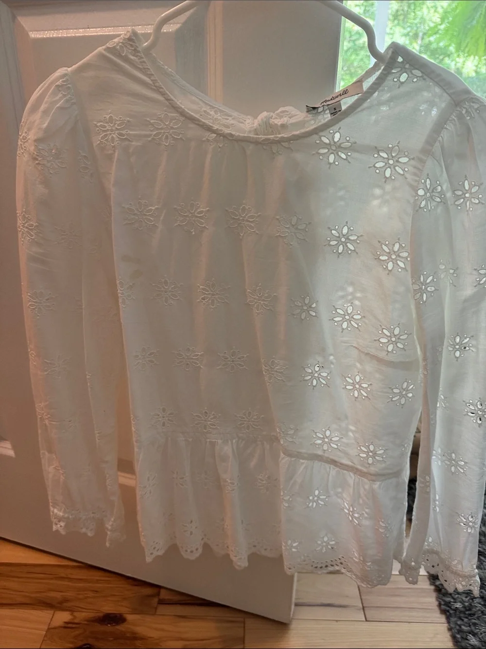 Madewell White Eyelet Peasant Blouse